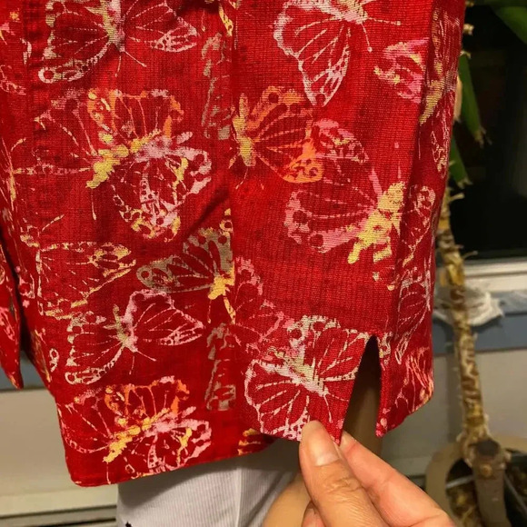 Christopher & Banks Linen Cotton Blend Butterflies Print Blouse/Jacket Women SzS - Picture 5 of 5